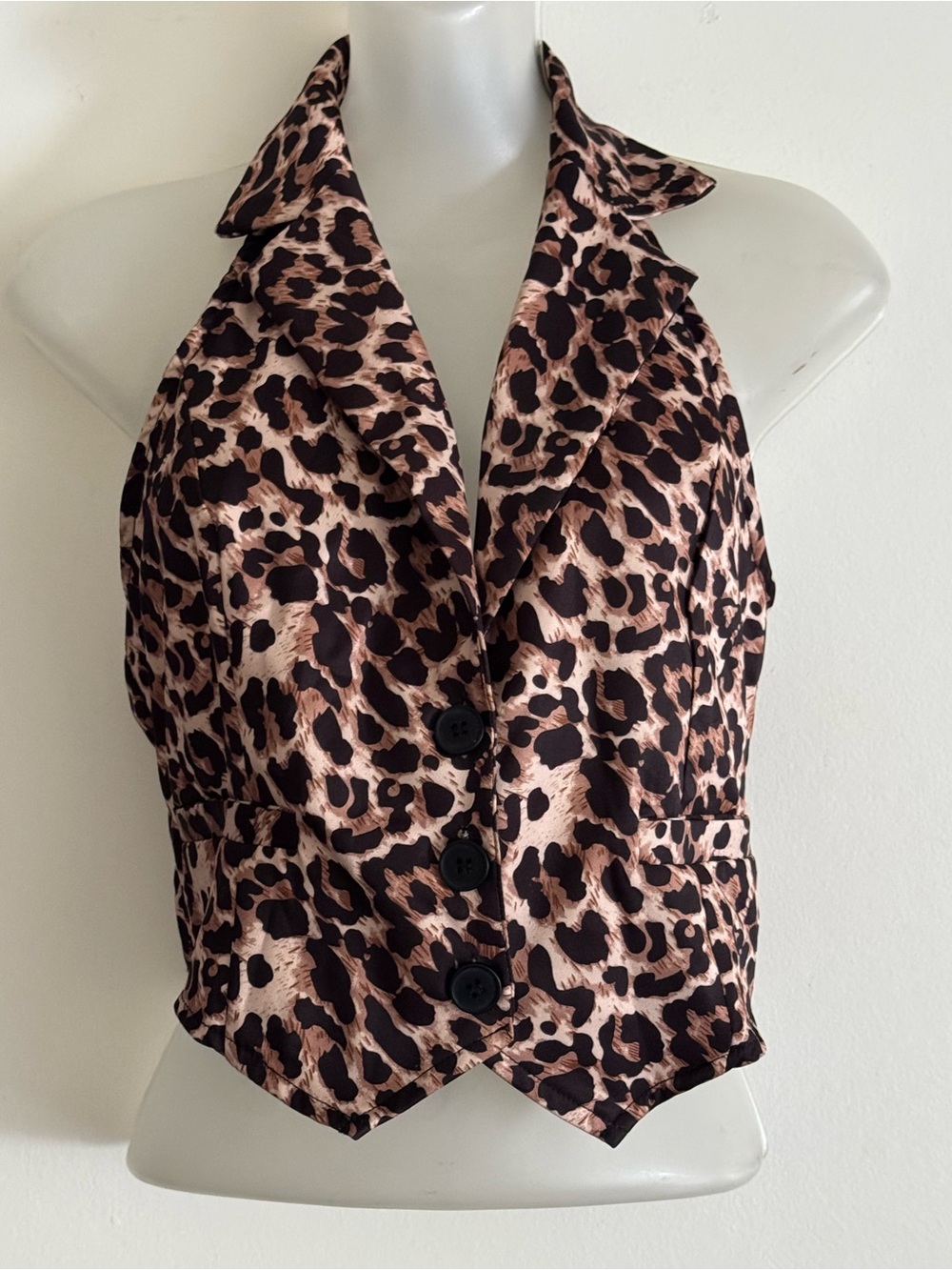 SHEIN Brown & Black Leopard Halter Vest Bodysuit